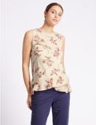 Marks & Spencer Pure Cotton Paisley Print Jersey Top Natural Mix