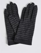 Marks & Spencer Houndstooth Gloves With Cuff Navy Mix