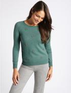 Marks & Spencer Beaded Round Neck Jumper Petrol Green