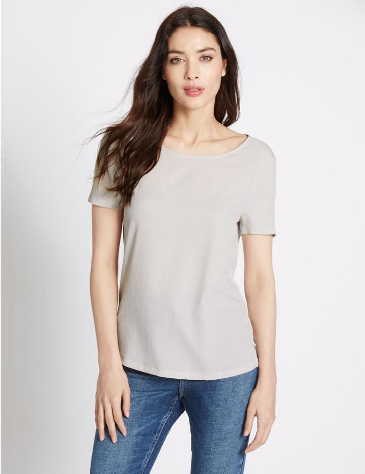 Marks & Spencer Short Sleeve Jersey Top Silver Grey
