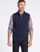Marks & Spencer Lambswool Rich Quilted Gilet Navy