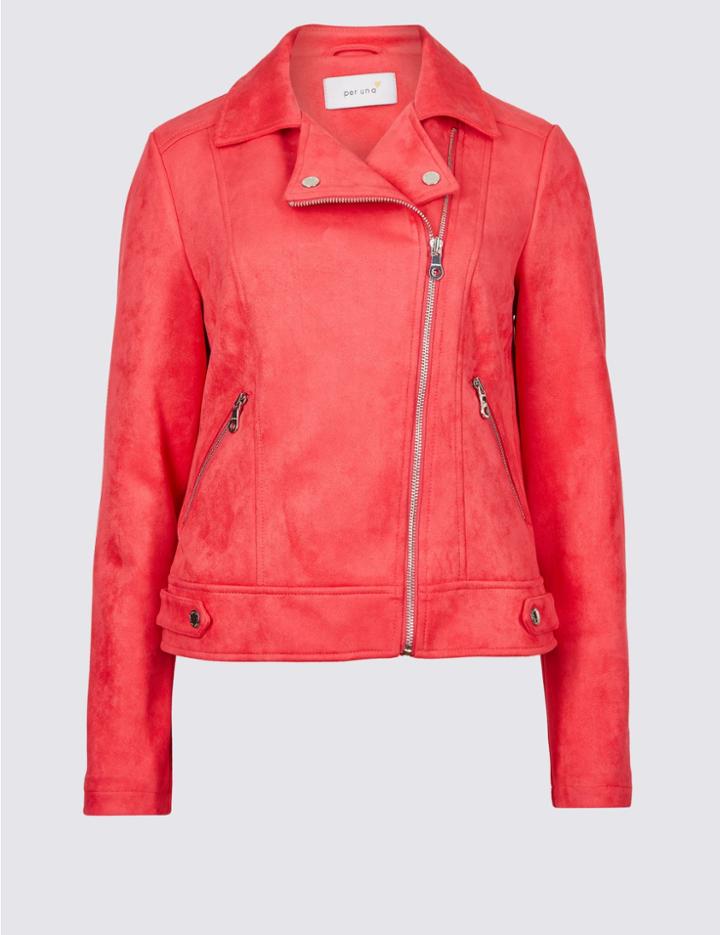 Marks & Spencer Cross Zip Biker Jacket Golden Rose