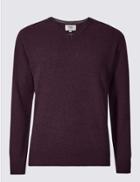 Marks & Spencer Pure Lambswool V-neck Jumper Plum