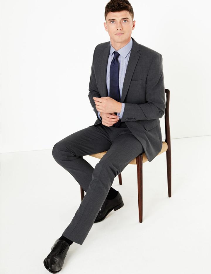 Marks & Spencer The Ultimate Charcoal Slim Fit Trousers Charcoal