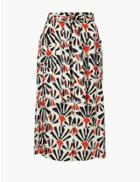 Marks & Spencer Printed Fit & Flare Midi Skirt Ivory Mix