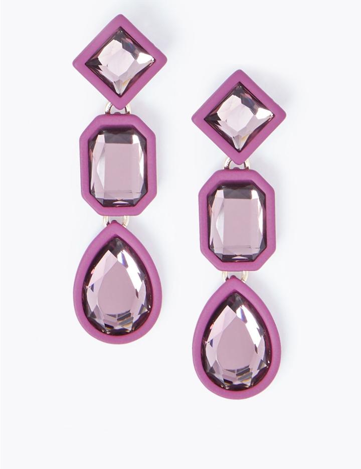 Marks & Spencer Crystal Drop Earrings Pink Mix