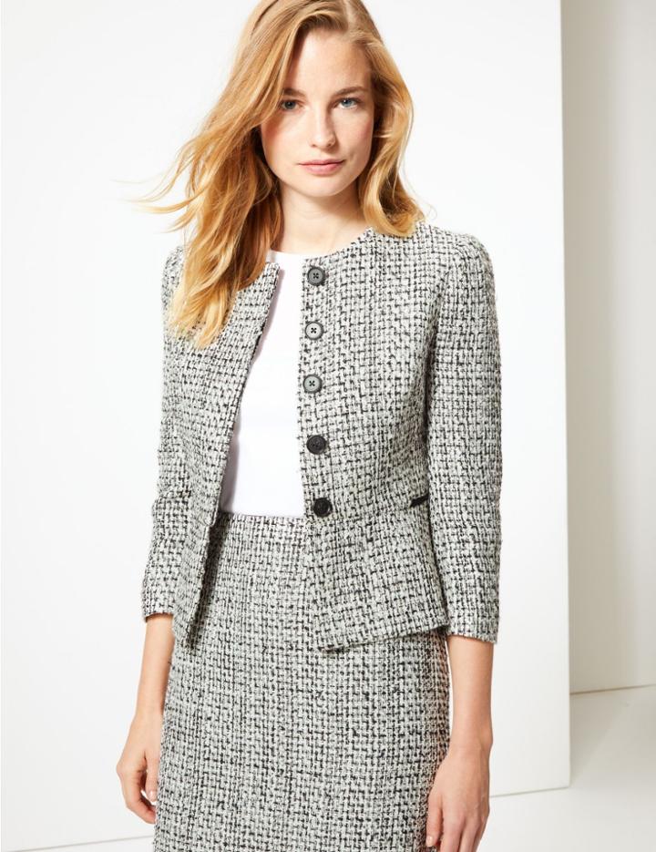 Marks & Spencer Textured Blazer White Mix