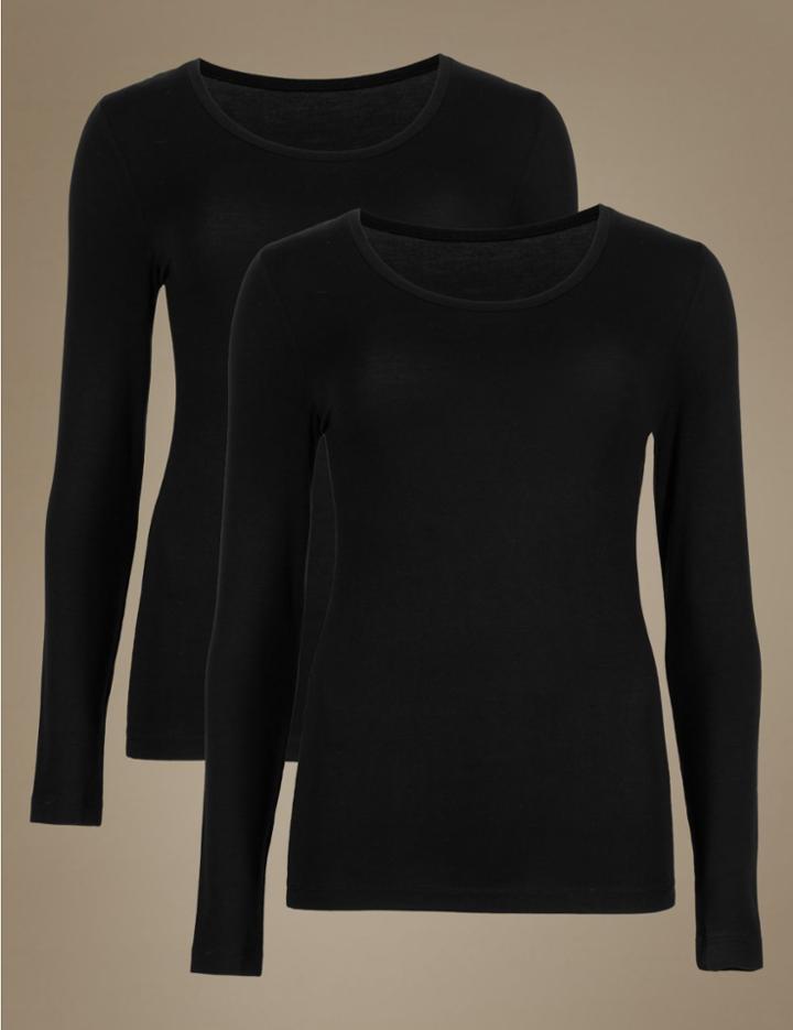 Marks & Spencer 2 Pack Heatgen&trade; Thermal Long Sleeve Tops Black