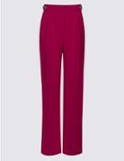 Marks & Spencer Waist Button Pleated Trousers Magenta