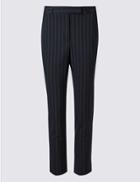Marks & Spencer Petite Striped Slim Leg Trousers Navy Mix