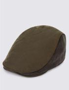 Marks & Spencer Pure Cotton Waxed Quilted Thinsulate&trade; Flat Cap With Stormwear&trade; Olive Mix
