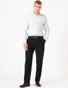 Marks & Spencer Regular Fit Wool Blend Trousers With Stretch Black