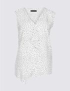 Marks & Spencer Printed Ruffle Front V-neck Blouse White Mix