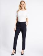 Marks & Spencer Spotted Slim Leg Trousers Navy Mix