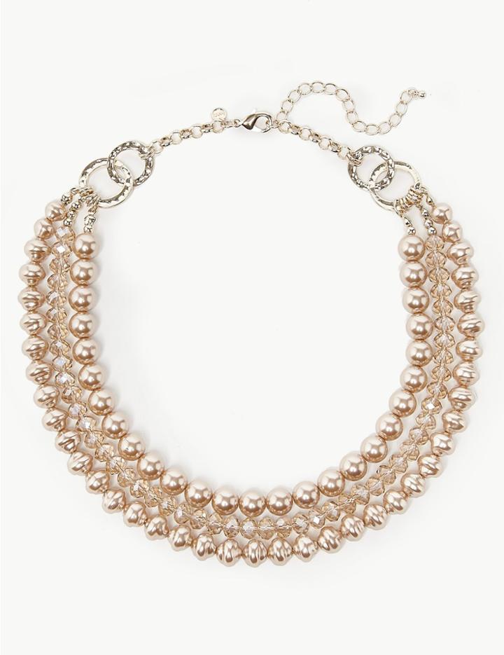 Marks & Spencer Pearl Effect Sparkle Multi Row Necklace Mink