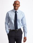 Marks & Spencer Pure Cotton Twill Tailored Fit Shirt Blue Mix