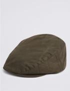 Marks & Spencer Pure Cotton Wax Flat Cap With Stormwear&trade; Olive