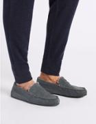 Marks & Spencer Suede Slip-on Slippers With Freshfeet&trade; Med Blue Denim