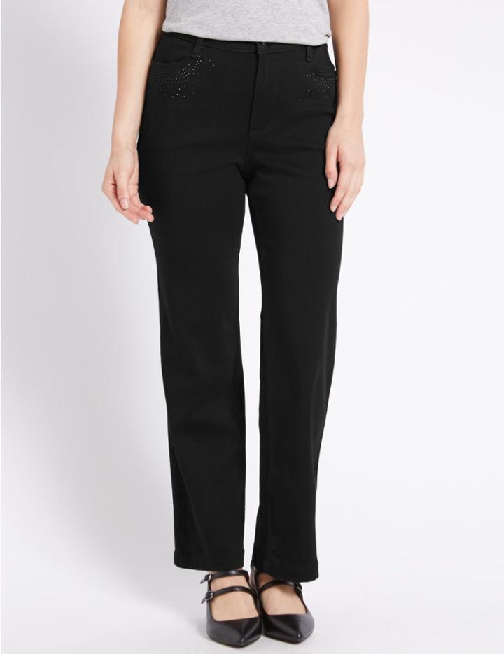 Marks & Spencer Petite Straight Leg Jeans Black