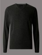 Marks & Spencer Pure Cashmere V-neck Jumper Charcoal