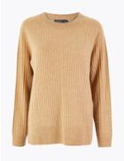 Marks & Spencer Pure Cashmere Relaxed Ribbed Jumper Camel
