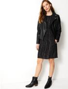 Marks & Spencer Animal Print Short Sleeve Waisted Mini Dress Black Mix