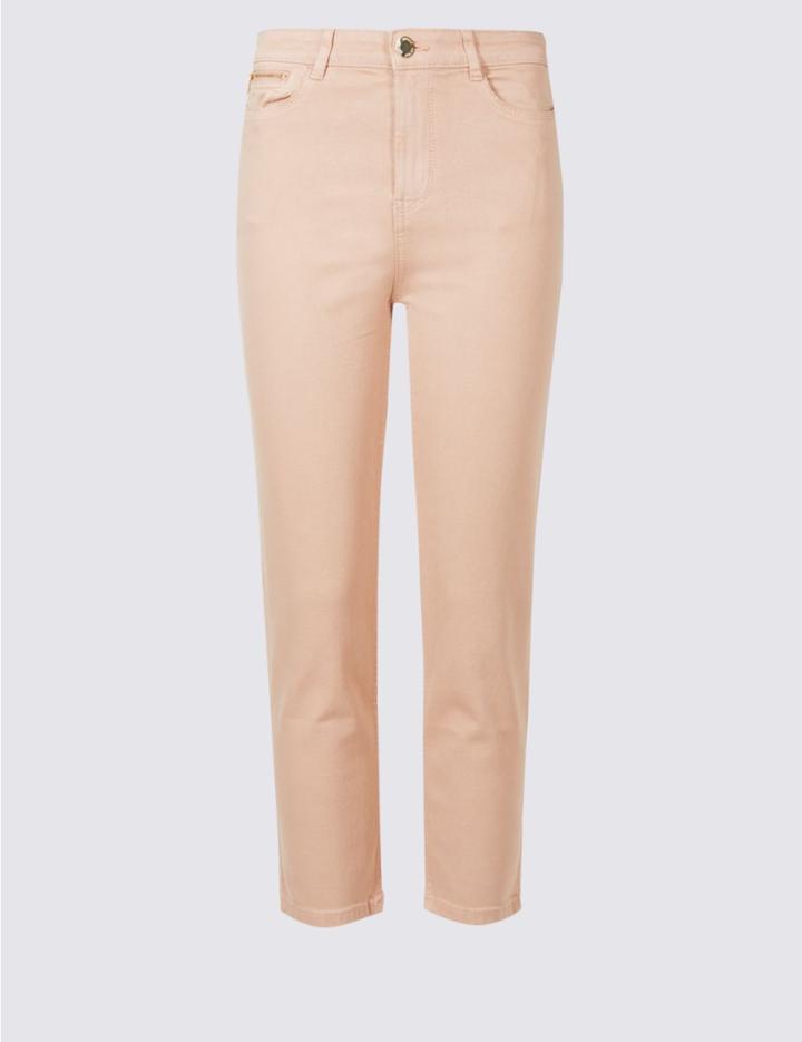 Marks & Spencer High Rise Cropped Straight Leg Jeans Copper Rose