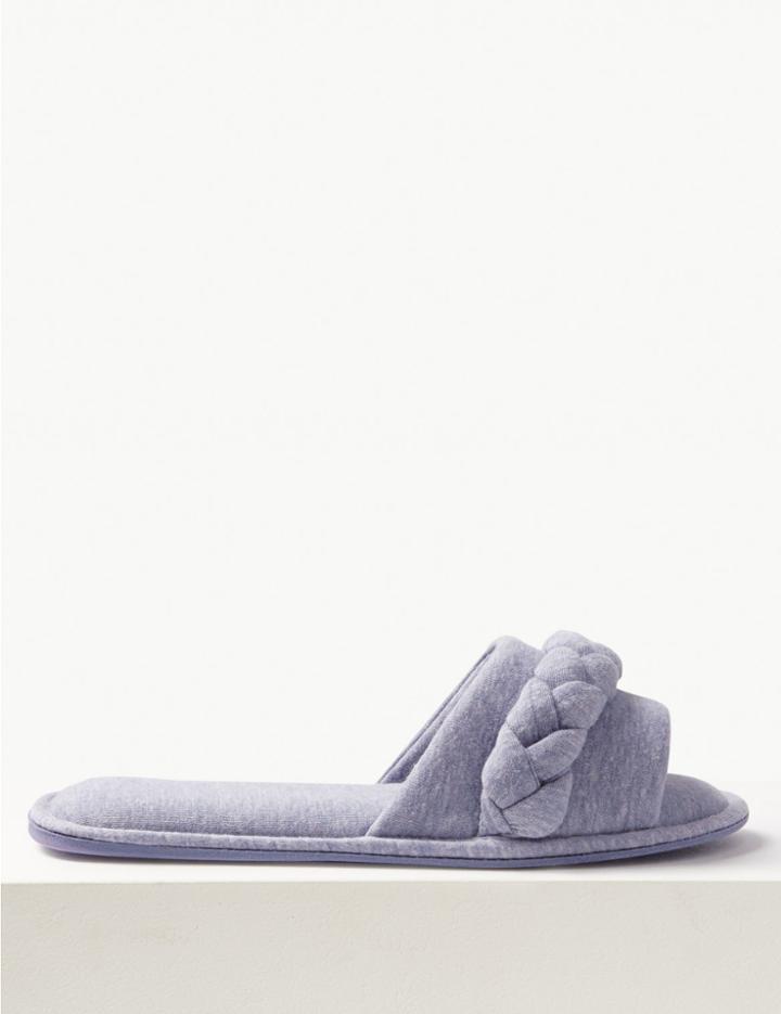 Marks & Spencer Plait Flattie Mule Slippers Denim