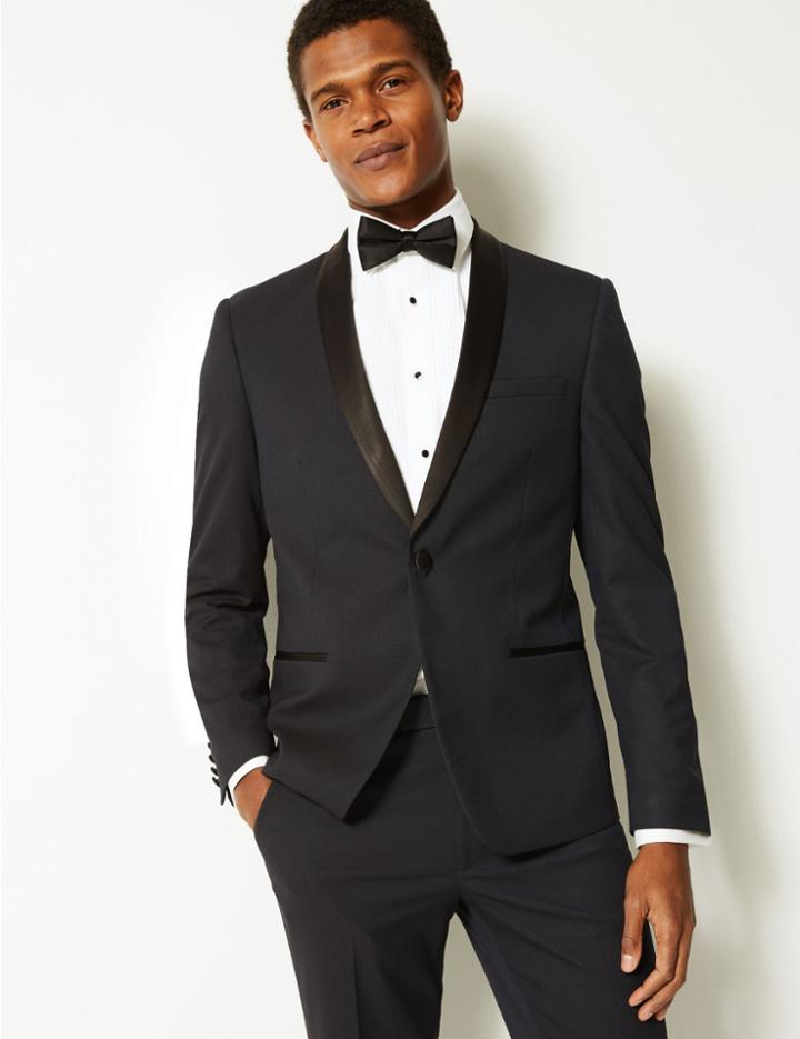 Marks & Spencer Navy Textured Slim Fit Jacket