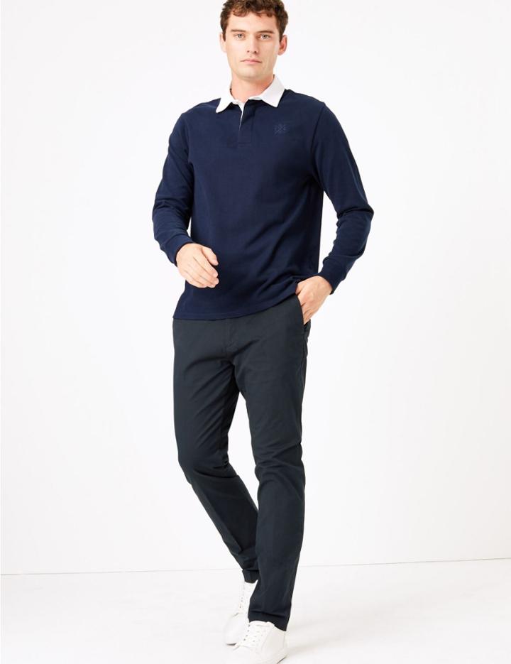 Marks & Spencer Slim Fit Cotton Stretch Chinos Navy