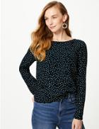 Marks & Spencer Printed Round Neck Long Sleeve Shell Top Black Mix