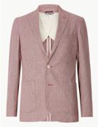 Marks & Spencer Linen Rich Textured Tailored Fit Jacket Berry Red