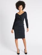 Marks & Spencer Knot Front Scuba Bodycon Midi Dress Black Mix