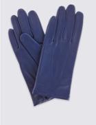 Marks & Spencer Leather Stitch Detail Gloves Blue