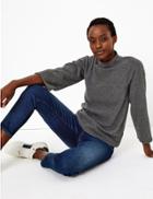 Marks & Spencer Cotton Blend 3/4 Sleeve Sweatshirt Grey Marl