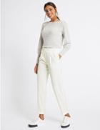 Marks & Spencer Drawstring Pleated Tapered Leg Trousers Winter White
