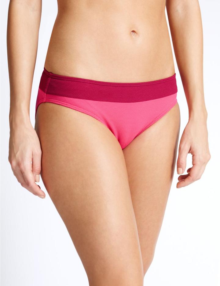 Marks & Spencer Colour Block Hipster Bikini Bottoms Pink Mix