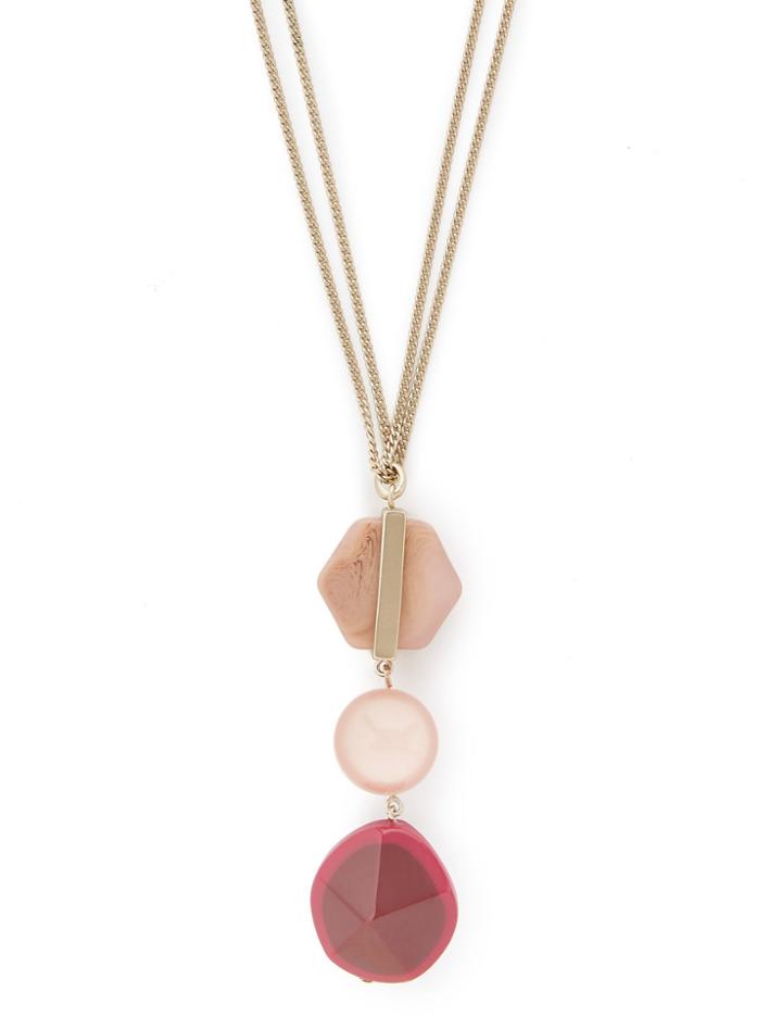 Marks & Spencer Triple Stone Skinkind&trade; Long Pendant Necklace Wine