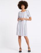 Marks & Spencer Linen Blend Striped Tunic Dress Multi