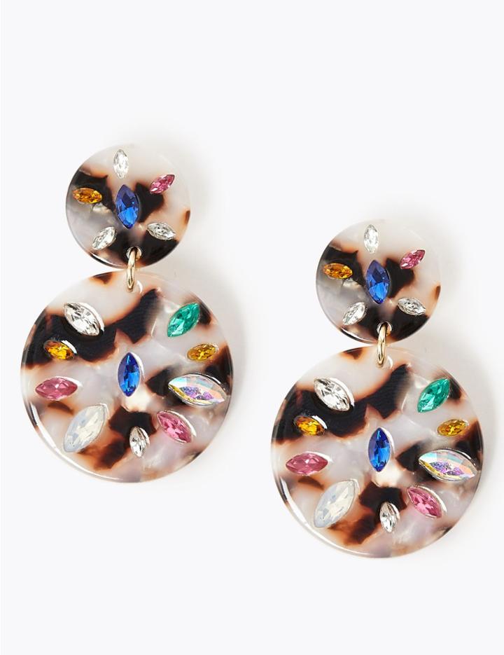 Marks & Spencer Encrusted Disc Drop Earrings Multi