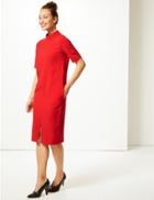 Marks & Spencer Heavy Crepe Half Sleeve Shift Dress Red