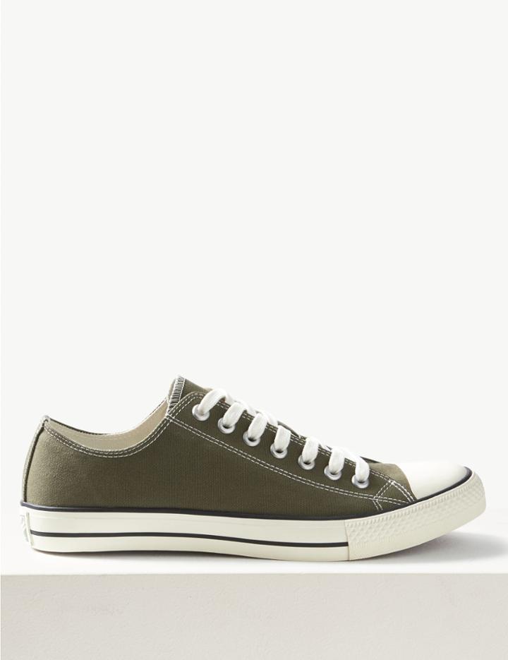 Marks & Spencer Canvas Lace-up Pumps Khaki