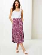 Marks & Spencer Printed Jersey A-line Midi Skirt Purple Mix