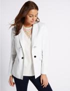 Marks & Spencer Linen Rich Double Breasted Jacket Soft White