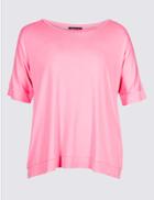 Marks & Spencer Curve Round Neck Cold Shoulder T-shirt Very Pink