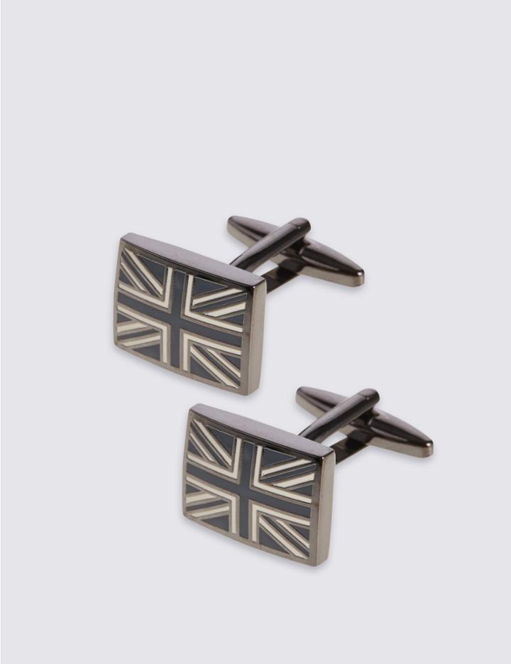 Marks & Spencer Union Jack Cufflinks Black Mix