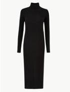 Marks & Spencer Pure Cashmere Ribbed Knitted Dress Black