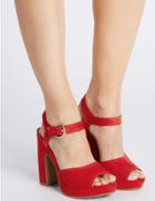 Marks & Spencer Block Heel Buckle Sandals With Insolia&reg; Red