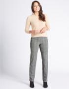 Marks & Spencer Checked Straight Leg Trousers Black Mix