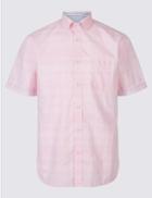 Marks & Spencer Pure Cotton Checked Shirt With Pocket Light Rose
